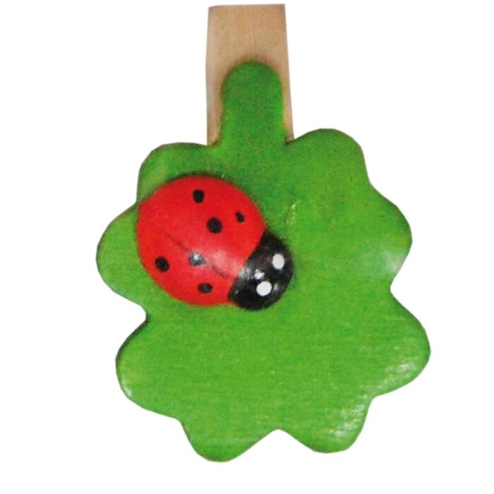 Clayre & Eef Notizklammern Marienkäfer auf Blatt 3,5 cm 8 Stück rot grün natur