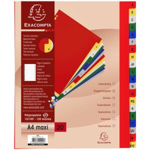 Exacompta 20-teiliges Farbregister PP A-Z DIN A4+...