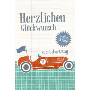Artebene Karte Geburtstag Rennwagen, geprägt