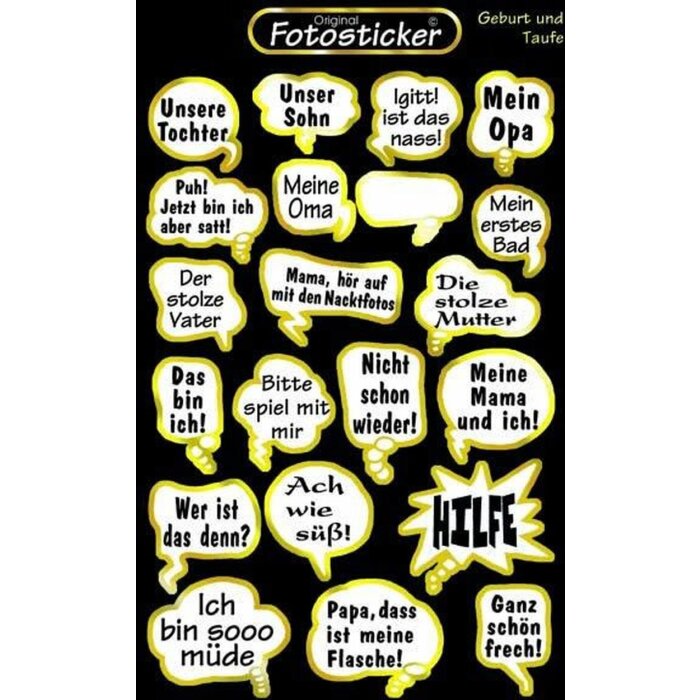 Sticker Geburt und Taufe Motiv 9 Stickerkarten lustige Sprüche 10,7x17 cm