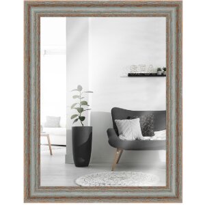 MendeFrames Wandspiegel H740 Shabby-Chic 20x28 cm grau aus Massivholz