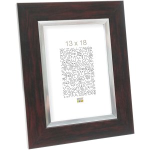 Пластикова рамка S41N червоне дерево-срібло 15x20 см