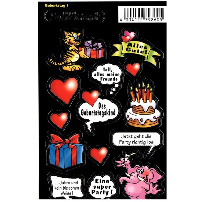Sticker Geburtstag I Motiv 02 Stickerkarten lustige Sprüche 10,7x17 cm
