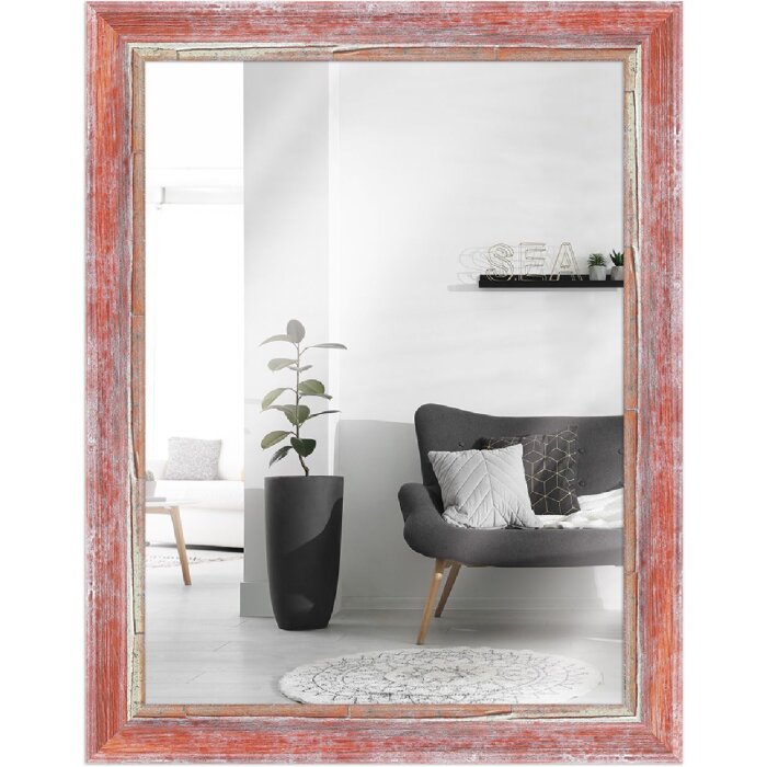 MendeFrames Wandspiegel H640 Shabby-Chic rot 30x30 cm