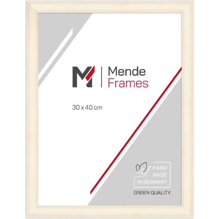 MendeFrames H470 Landhaus Bilderrahmen weiß 30x40 cm Kunstglas