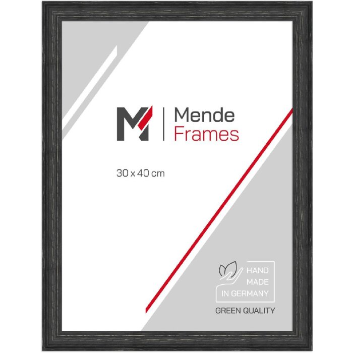 MendeFrames H470 Landhaus Bilderrahmen schwarz 30x40 cm Museumsglas