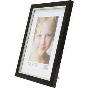 Пластикова рамка S46A чорна зі сріблом 18x24 см