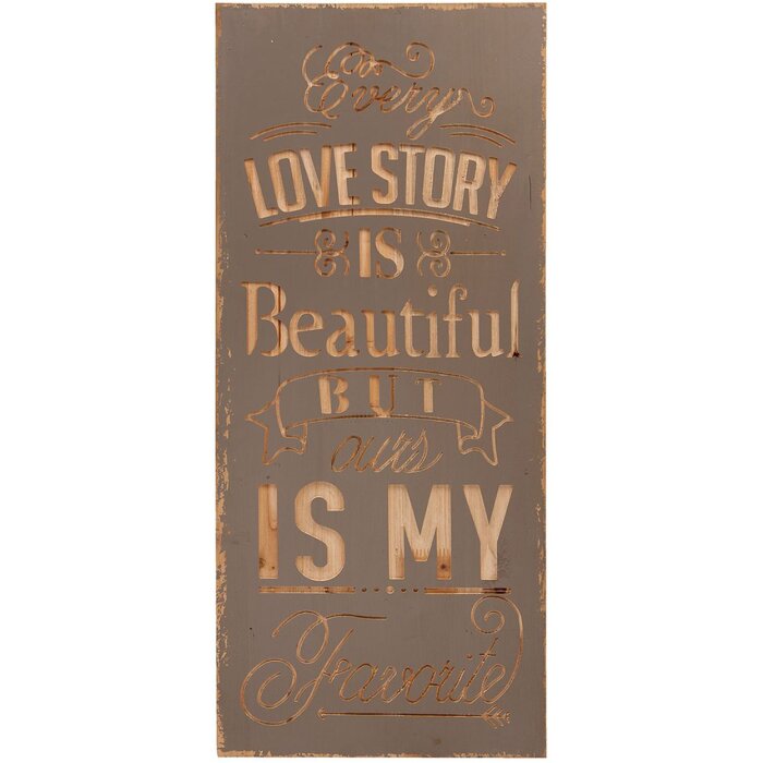 Textplatte Lovestory 5H0289 Clayre & Eef grau natur 33x2x78 cm