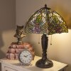 Настільна лампа LumiLamp 5LL-5370 Tiffany Ø 47x61 см зелено-рожеве скло троянда півколо