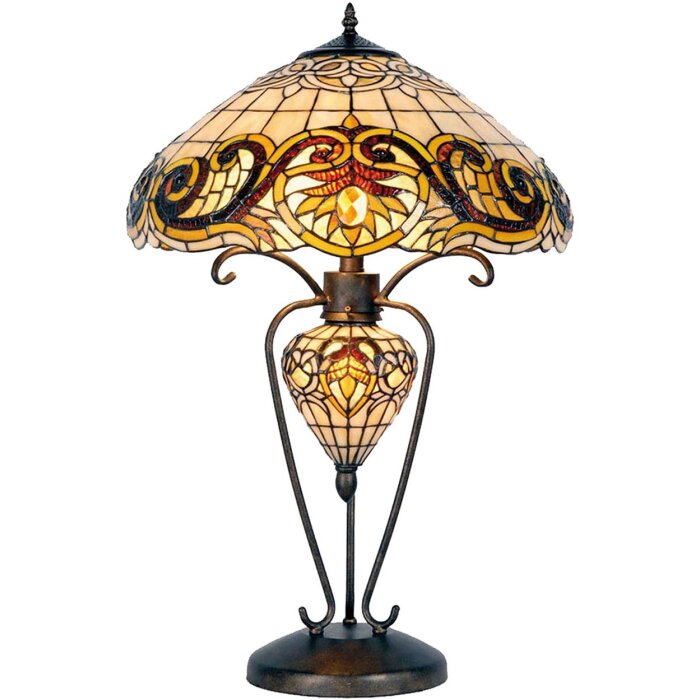 Настольная лампа LumiLamp 5LL-5475 Tiffany Ø 46x76 см желтое стекло настольная лампа