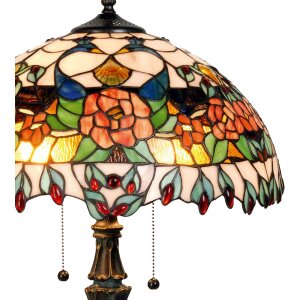 Настільна лампа LumiLamp 5LL-5530 Tiffany Ø 41x67 см червоно-зелене скло троянда півколо