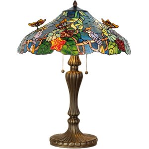 Настольная лампа LumiLamp 5LL-5582 Tiffany Ø 52x65 см сине-зеленые стеклянные бабочки