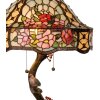 Настільна лампа LumiLamp 5LL-5631 Tiffany Ø 45x62 см зелені рожеві квіти зі скла