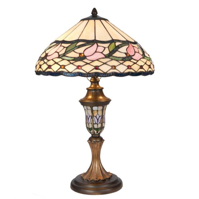 Настольная лампа LumiLamp 5LL-5774 Tiffany Ø 40x60 см розовая разноцветная