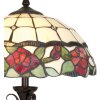 Настольная лампа LumiLamp 5LL-5785 Tiffany Ø 35x61 см бежево-зеленая стеклянная роза