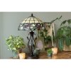 Настольная лампа LumiLamp 5LL-5785 Tiffany Ø 35x61 см бежево-зеленая стеклянная роза