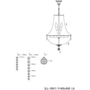 Люстра зі скла та заліза Ø 40 см - 5LL-CR47 Clayre Eef