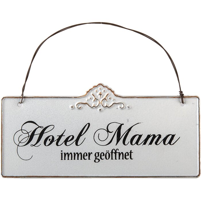 Textplatte Hotel Mama 63145 Clayre Eef weiß 21x15 cm