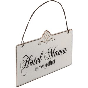 Textplatte Hotel Mama 63145 Clayre Eef weiß 21x15 cm