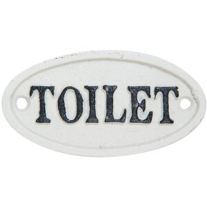TOILET - Textschild 10x5 cm weiß
