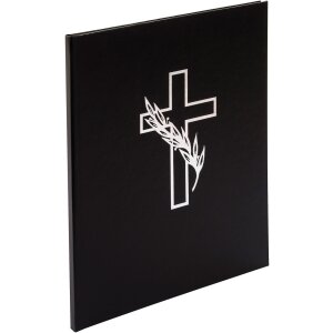 Goldbuch Kondolenzbuch Kreuz Kunstleder Schwarz 21x28 cm...