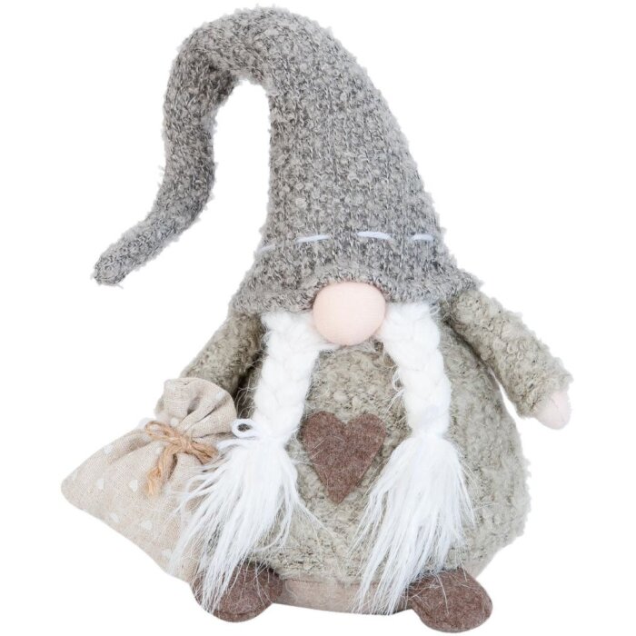 Clayre & Eef TW0415 Zwerg Baumwolle Grau Braun 18x12x39 cm