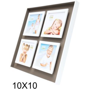 Фоторамка тауп-белое дерево 4 фотографии 10x10 см