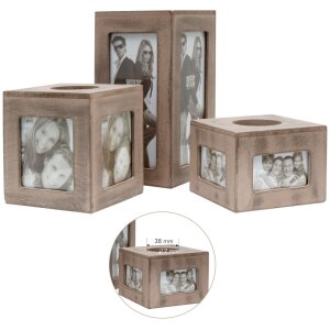 S67TQ Тримач Tealight сіре дерево, розмір: 9 x 25 x 16 см