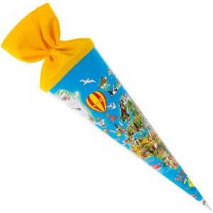 Goldbuch Schultüte 35 cm Weltkarte bunt gelb