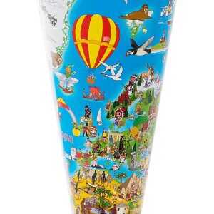 Goldbuch Schultüte 35 cm Weltkarte bunt gelb