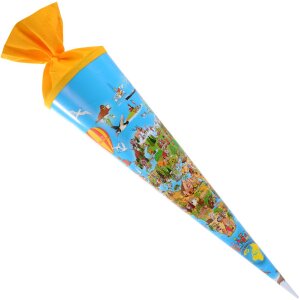 Goldbuch Schultüte Weltkarte 70cm rund Filzverschluss orange