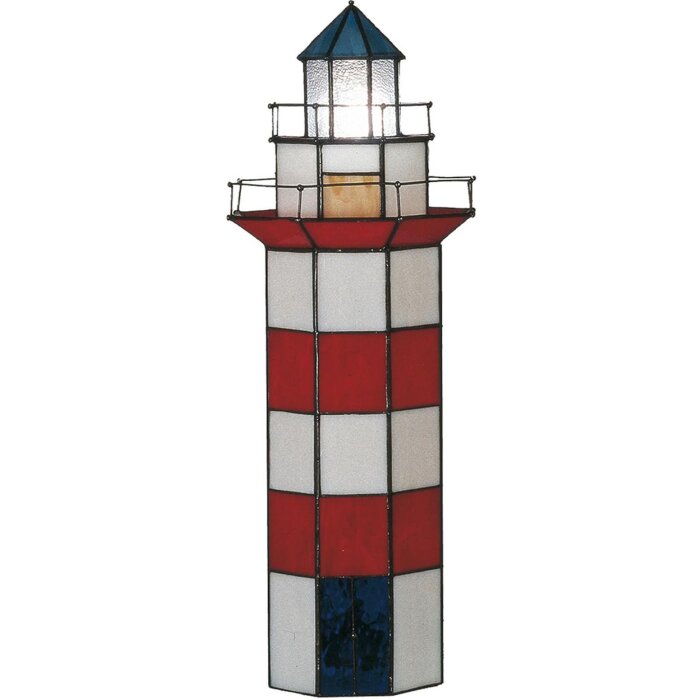 LumiLamp 5LL-1166 Tiffany настільна лампа маяк 21x56 см червоне біле скло шестикутник