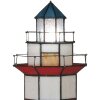 LumiLamp 5LL-1166 Tiffany настільна лампа маяк 21x56 см червоне біле скло шестикутник