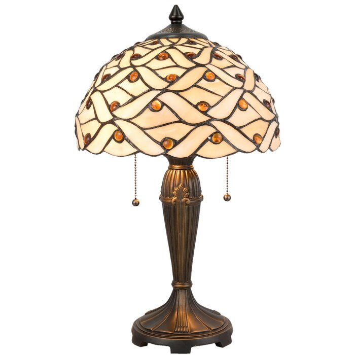 Настільна лампа LumiLamp 5LL-5181 Tiffany Ø 30x50 см Бежево-коричневе скляне півколо