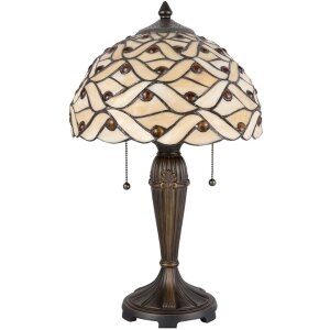 Настільна лампа LumiLamp 5LL-5181 Tiffany Ø 30x50 см Бежево-коричневе скляне півколо