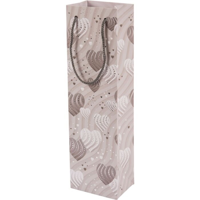 Пляшкова торба Silver Hearts 36 x 10,5 см зі срібляною гравірою