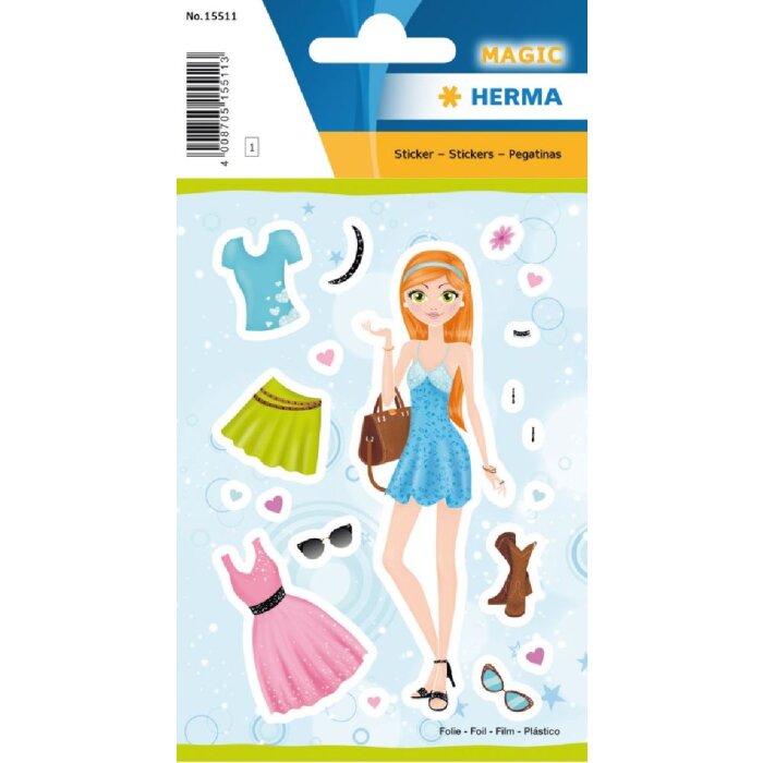 Herma MAGIC Sticker Pretty Girl Folie, rosa, 1 Blatt mit 18 Sticker