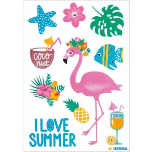 Herma MAGIC Sticker I love Summer mit Glitzersteinchen