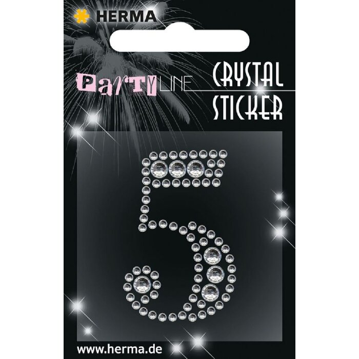 Herma FASHIONLine Crystal Sticker "5";"Herma Crystal Sticker, Silber, 5er Pack