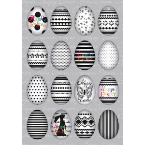 Herma DECOR Sticker Happy Easter Eierset Schwarz Weiss