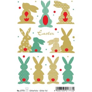 Herma MAGIC Sticker Happy Easter Goldhasen Folie beglimmert