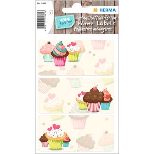 Herma DECOR Sticker Cupcakes 3 Blatt 9 Sticker Papier...
