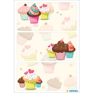Herma DECOR Sticker Cupcakes 3 Blatt 9 Sticker Papier...