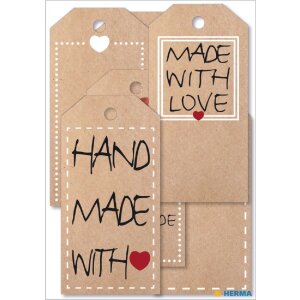 Herma HOME Geschenkanhänger HOME Natur mit Faden, 6 Stück, weiß