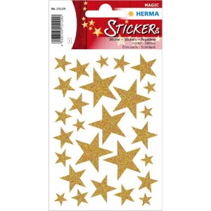 Herma MAGIC Sticker Sterne Gold Glittery 27 Stück