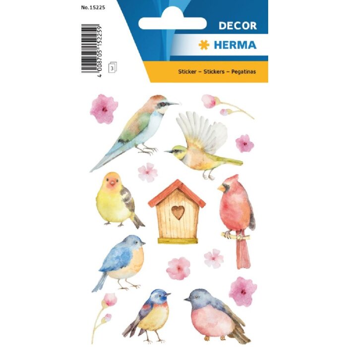 Herma DECOR Sticker Singvögel, weiß, 3 Blatt, 48 Stück