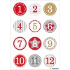 Herma DECOR Sticker Adventskalendersticker 1-24 Rot Ø 2 cm