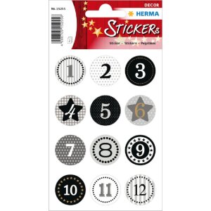 Herma DECOR Sticker Adventskalendersticker 1-24 Schwarz...