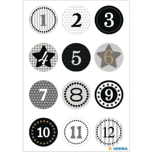 Herma DECOR Sticker Adventskalendersticker 1-24 Schwarz...
