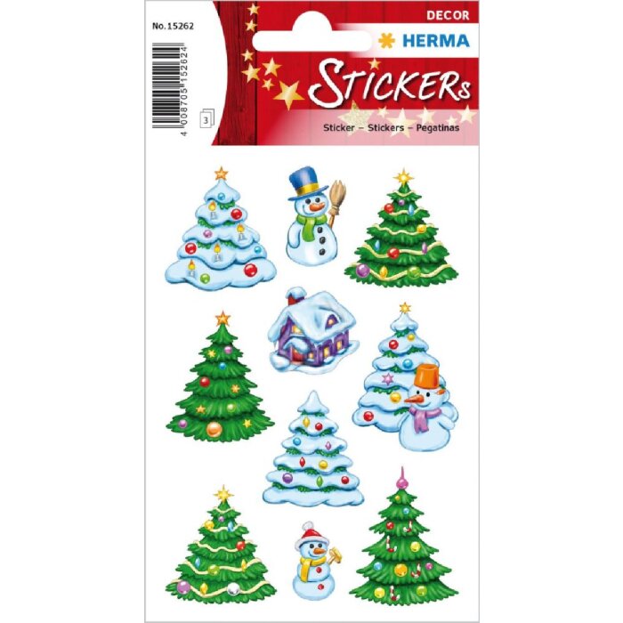 Herma DECOR Sticker Weihnachtswinterwald, bunt, 30 Stück